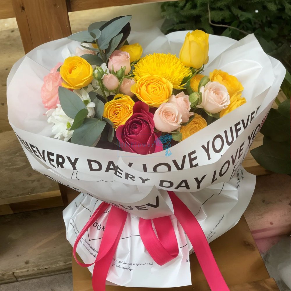 Букет цветов из: Розы и Хризантемы